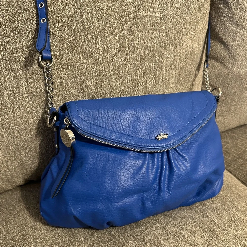 Juicy Couture Cobalt Blue Crossbody - Fold Over Faux Leather Handbag
